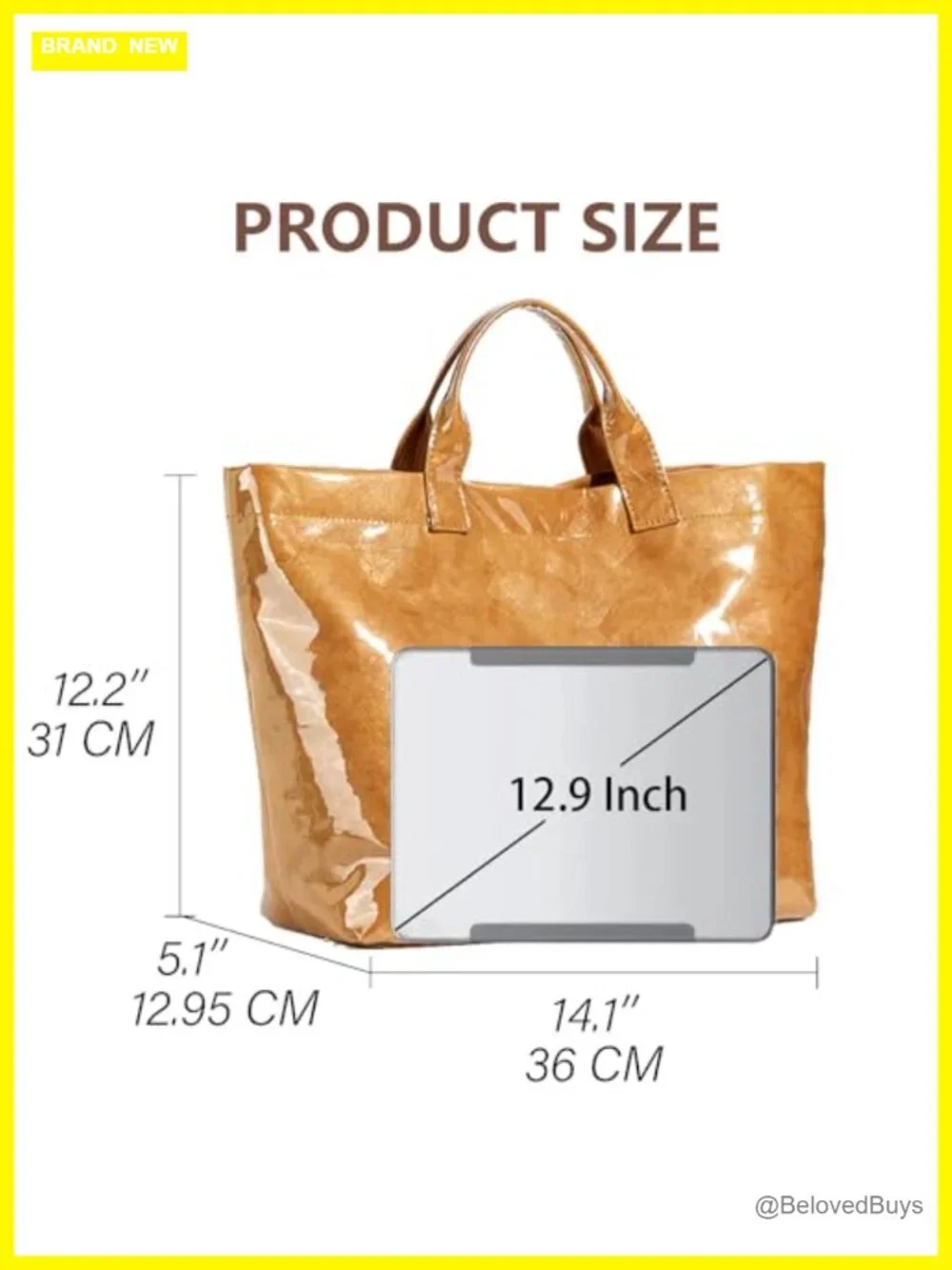 Large Paper Tote Bag with Letter Print Clear Shopping Hobo Bag